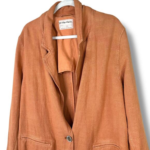 Free People NWOT We The Free Brown Button Linen Cotton Blend Heavy Blazer Jacket - Picture 4 of 9